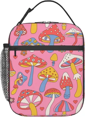 Insulated Mushroom Lunch Box for Women, Kids - Work, Picnic, School, Travel, Hiking, Beach or Fishing - Polyester Magic Lunch Bag
