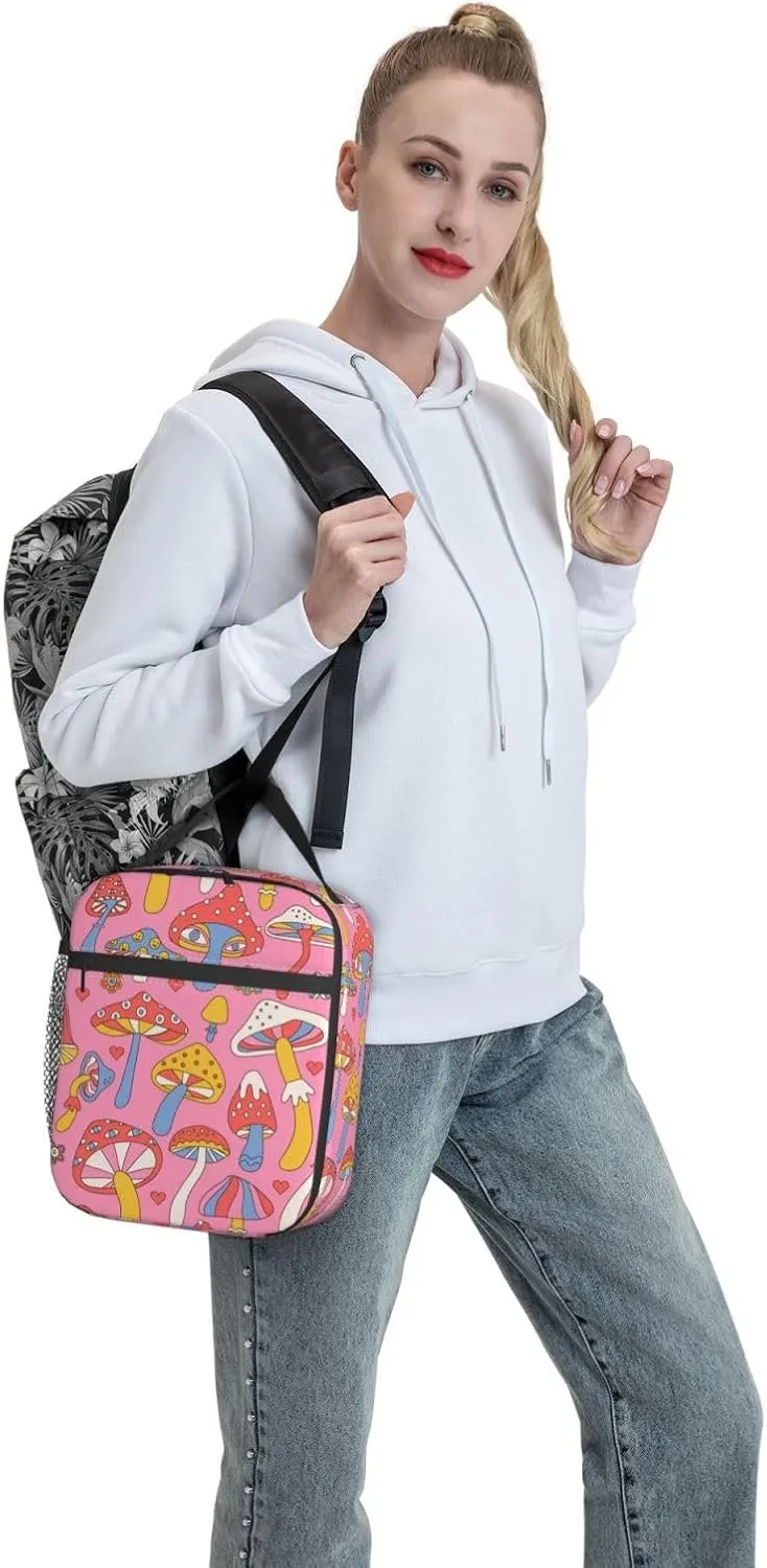 Insulated Mushroom Lunch Box for Women, Kids - Work, Picnic, School, Travel, Hiking, Beach or Fishing - Polyester Magic Lunch Bag