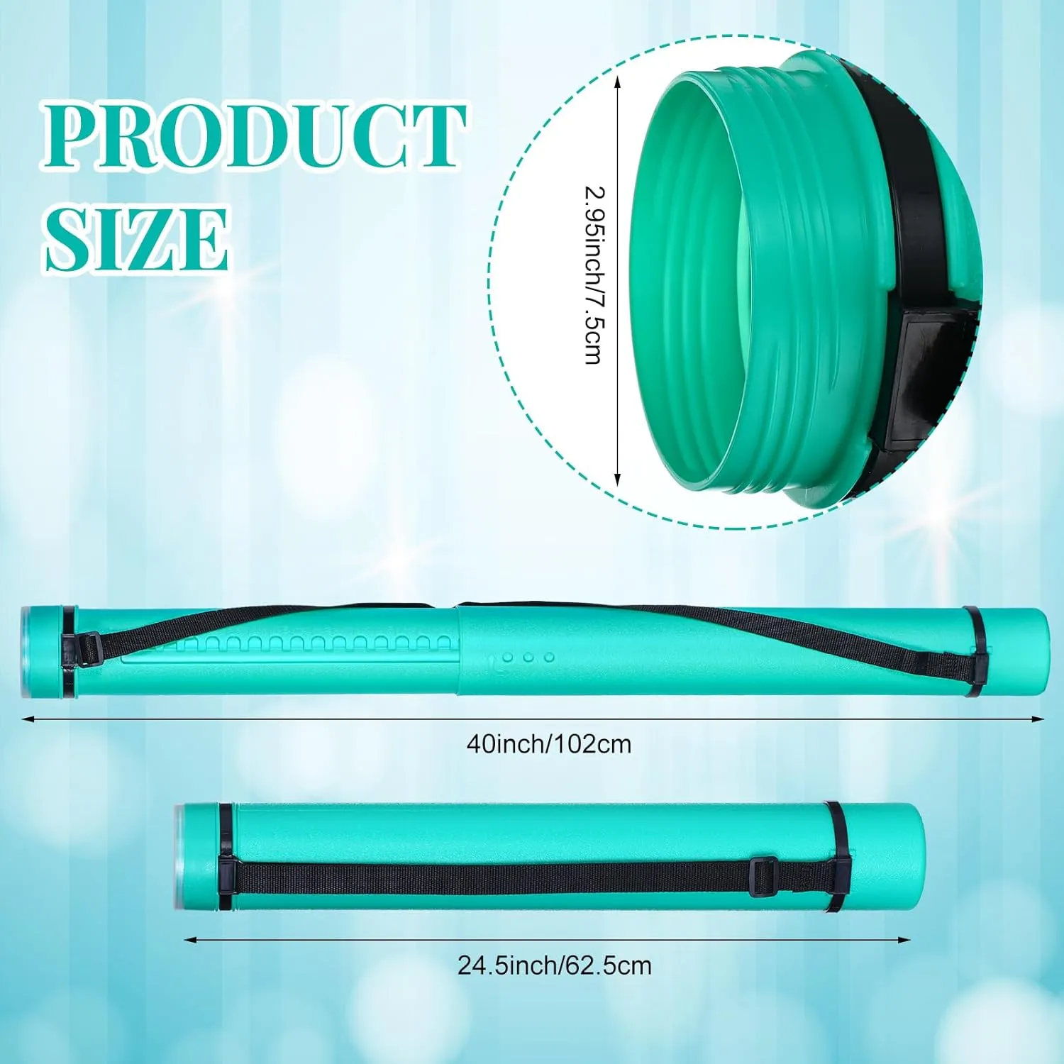 Ireer 6 Pcs Expandable Poster Tube with Strap for Documents Artwork Container Poster Transport Map Holder Tube Blueprint Storage Carrying Case for Architect Teacher Student 24.5'' to 40''(Green)