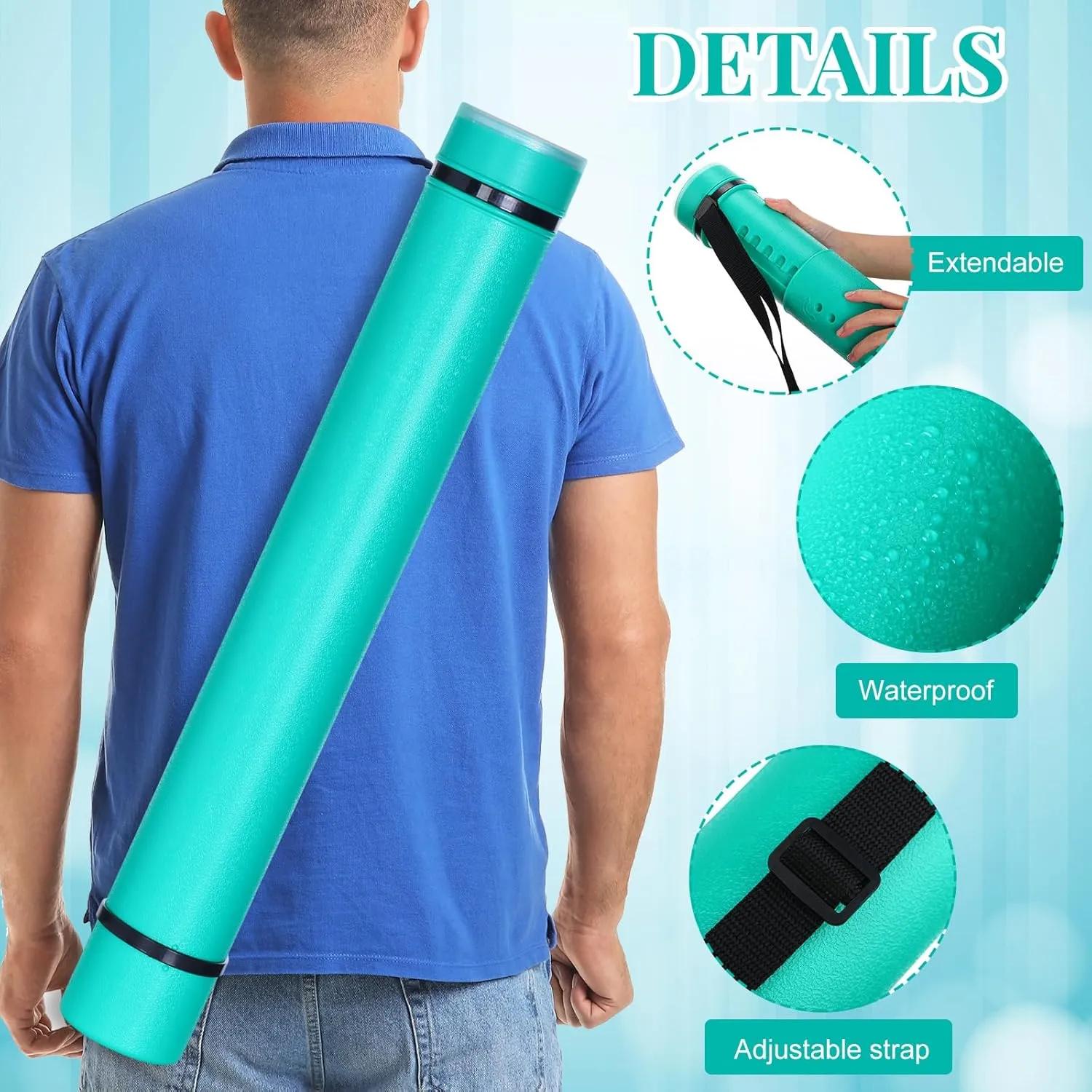Ireer 6 Pcs Expandable Poster Tube with Strap for Documents Artwork Container Poster Transport Map Holder Tube Blueprint Storage Carrying Case for Architect Teacher Student 24.5'' to 40''(Green)
