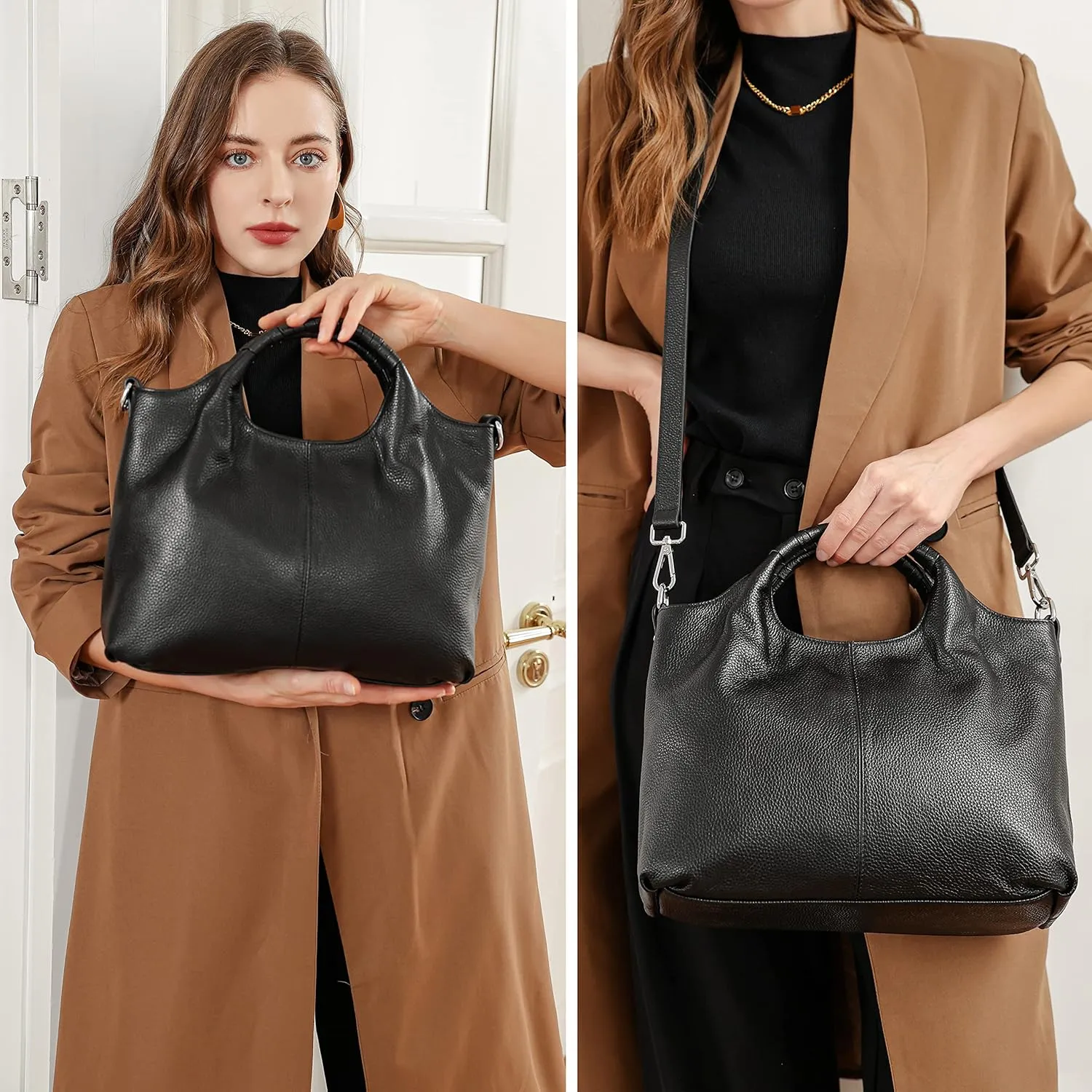Iswee Genuine Leather Top Handle Purse Satchel Bag Designer Shoulder Bag Tote Ladies Crossbody Bag for Women