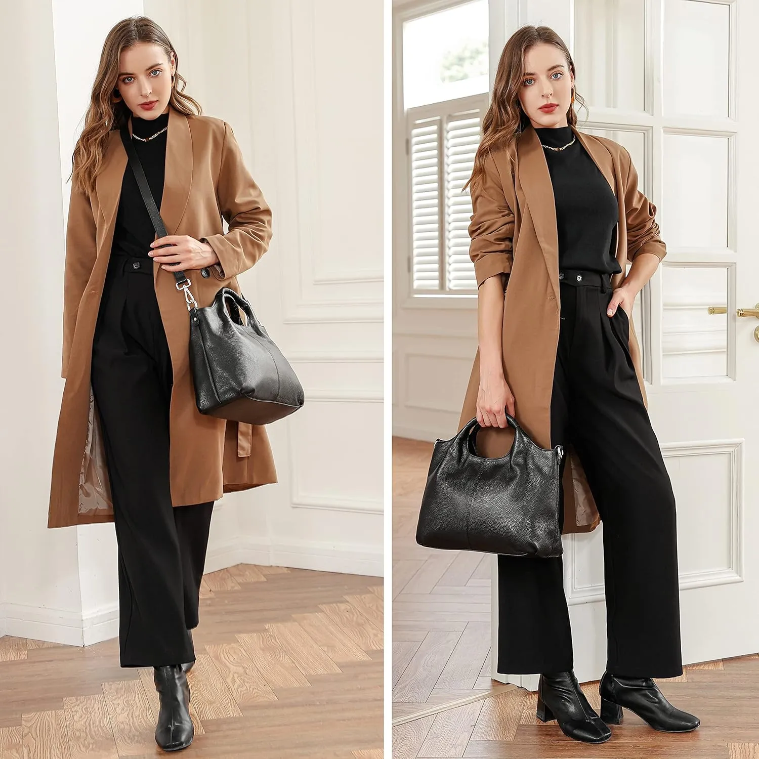 Iswee Genuine Leather Top Handle Purse Satchel Bag Designer Shoulder Bag Tote Ladies Crossbody Bag for Women