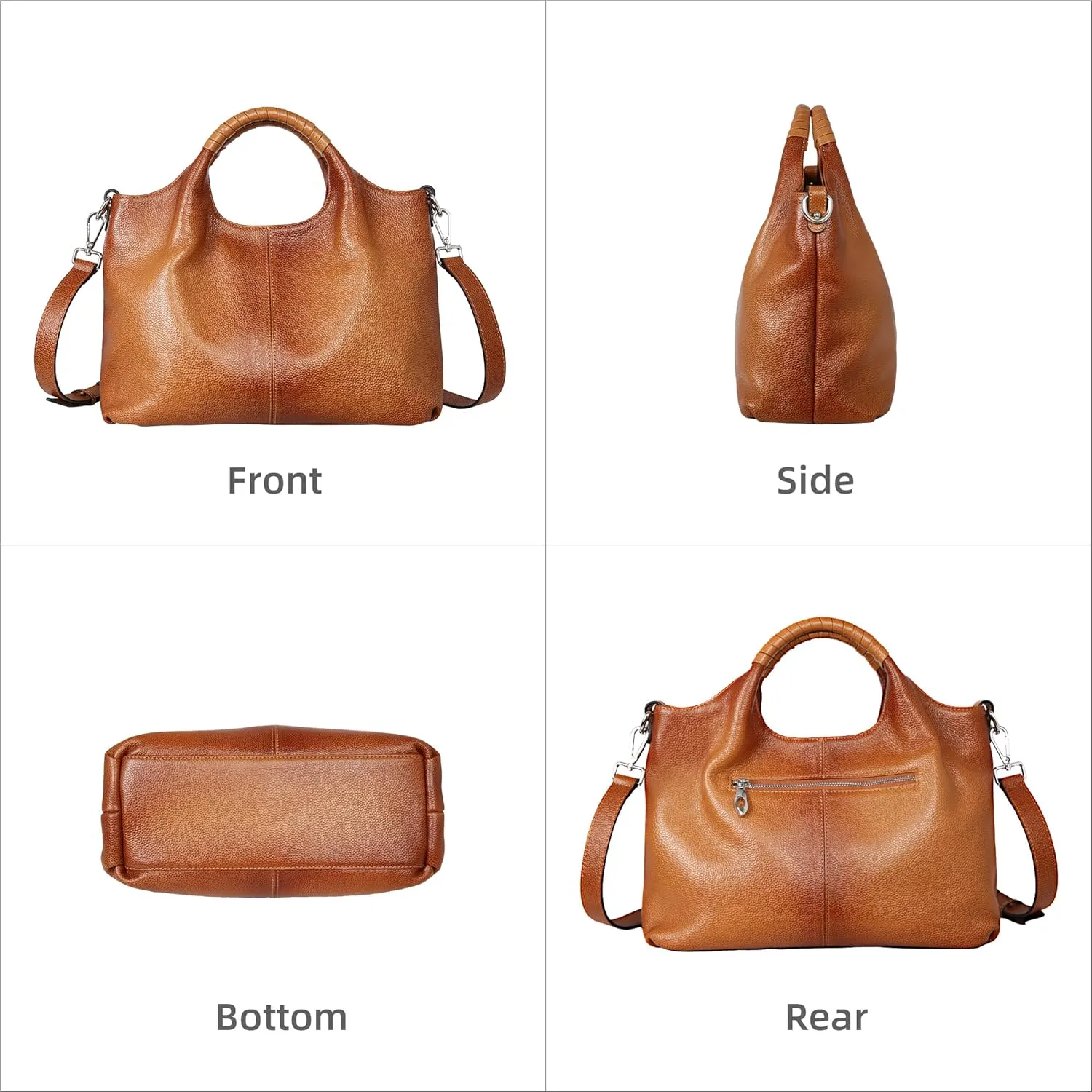 Iswee Genuine Leather Top Handle Purse Satchel Bag Designer Shoulder Bag Tote Ladies Crossbody Bag for Women