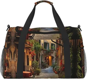 Italian Old Street print Personal Item Bag Carry on Bag Underseat Travel Duffel Bags Gym Carry On Sports Bags