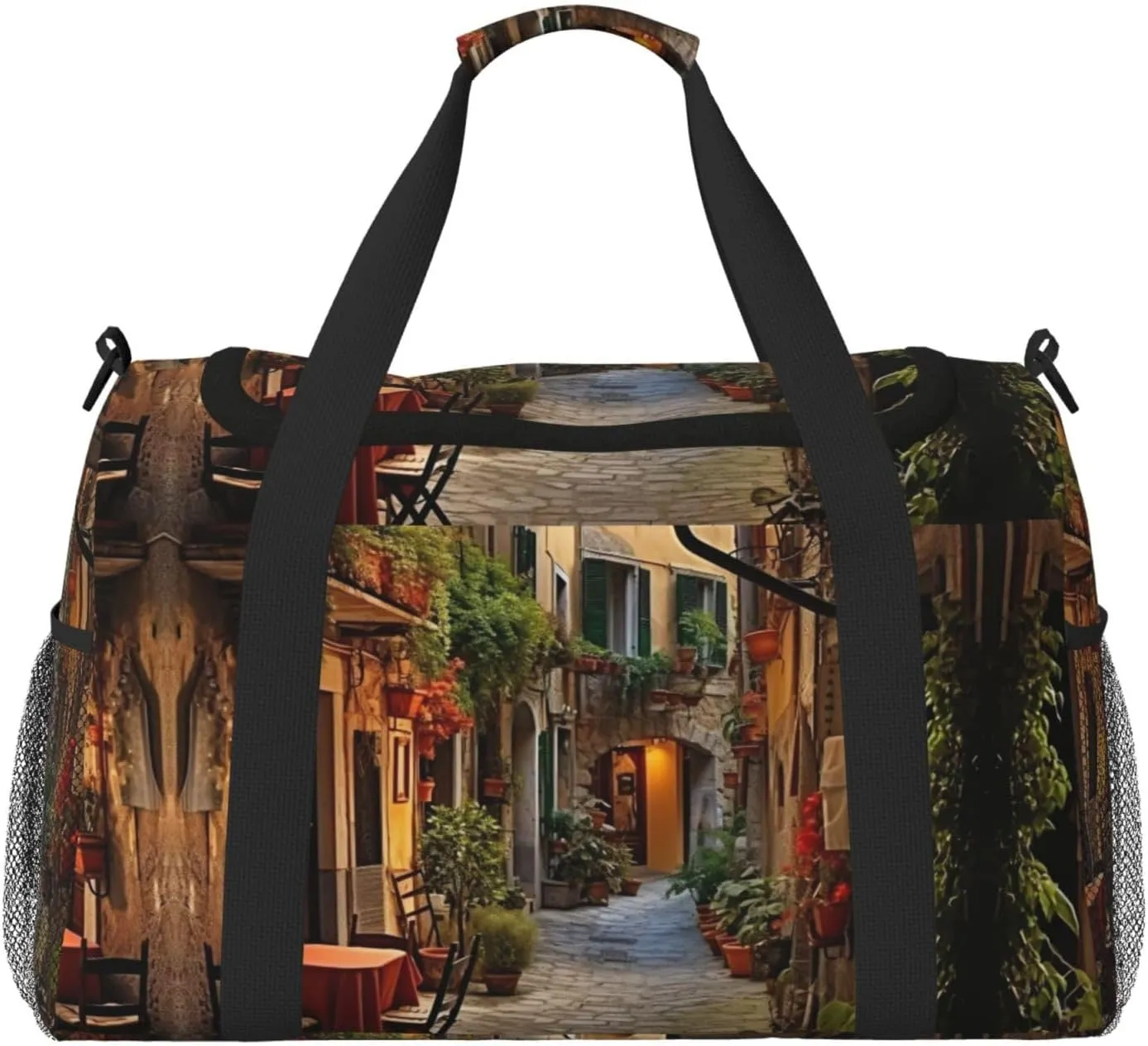 Italian Old Street print Personal Item Bag Carry on Bag Underseat Travel Duffel Bags Gym Carry On Sports Bags