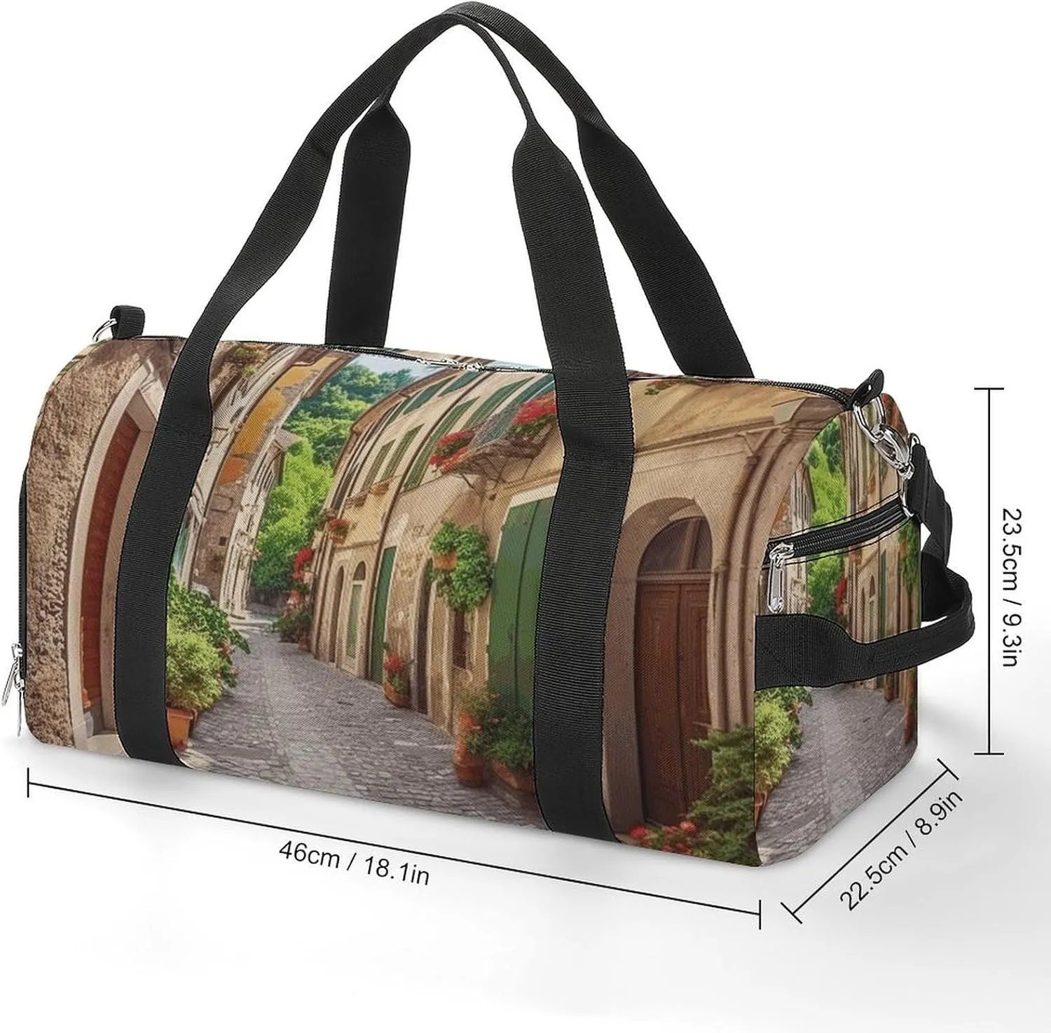 Italy Street Sports Gym Bag Carry on Holdalls for Men Small Duffel Bags for Women with Shoe Compartment