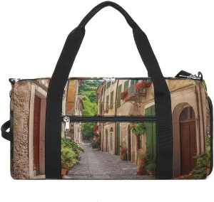 Italy Street Sports Gym Bag Carry on Holdalls for Men Small Duffel Bags for Women with Shoe Compartment