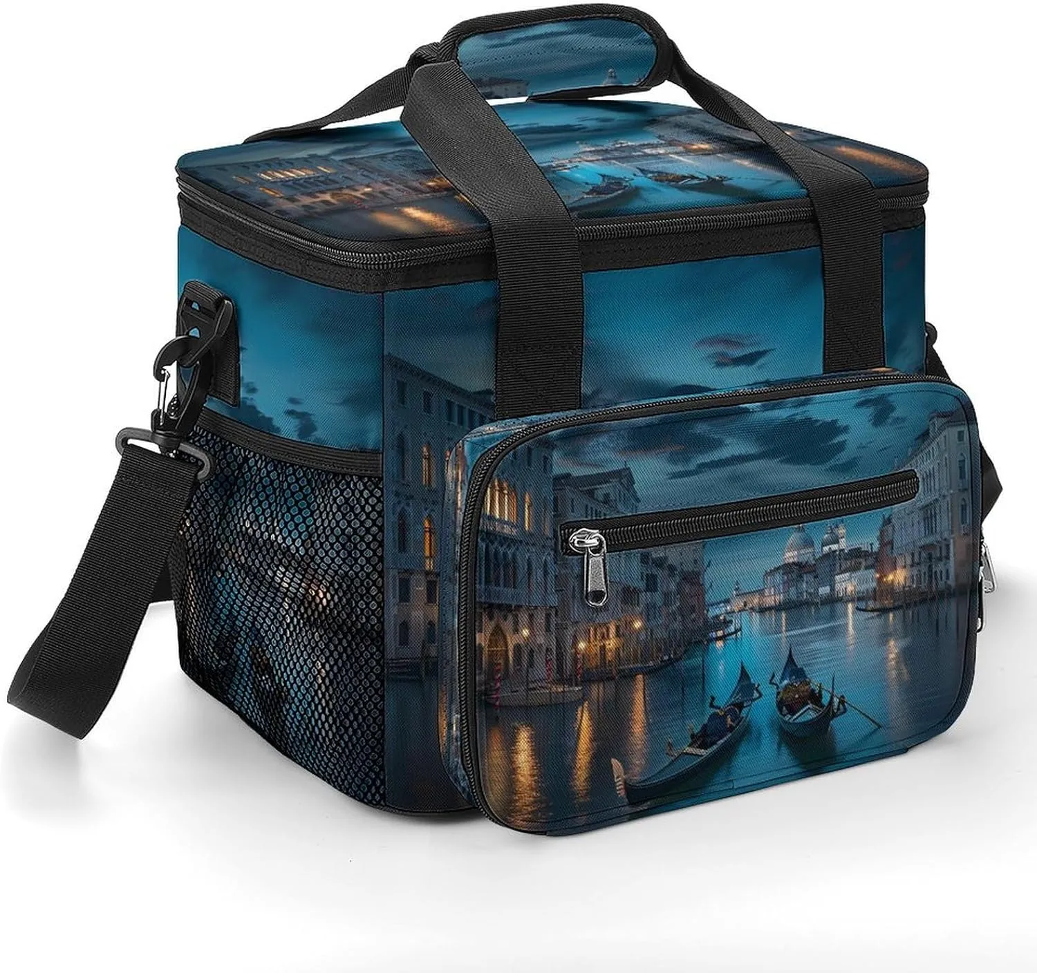Italy Venice Grand Canal at Night Cooler Bag Large Lunch Bag Car Cooler Insulated Thermal Bag Cooler Tote Bag for Travel Picnic Beach