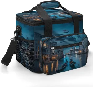 Italy Venice Grand Canal at Night Cooler Bag Large Lunch Bag Car Cooler Insulated Thermal Bag Cooler Tote Bag for Travel Picnic Beach