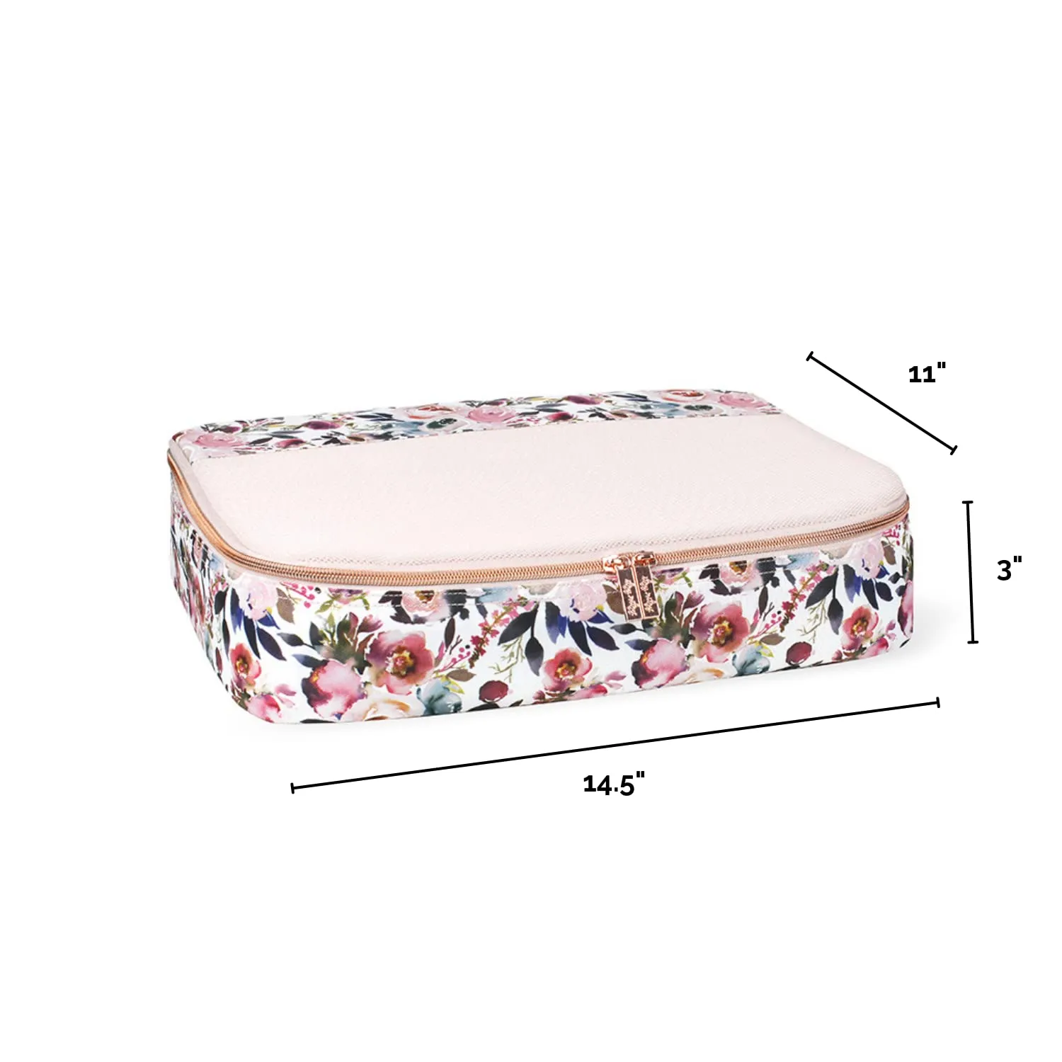 Itzy Ritzy Packing Cubes for Travel – Set of 3 Large Packing Cubes or Travel Organizers; Each Cube Features a Mesh Top, Double Zippers and a Fabric Handle; Large Sizes (Blush Floral)