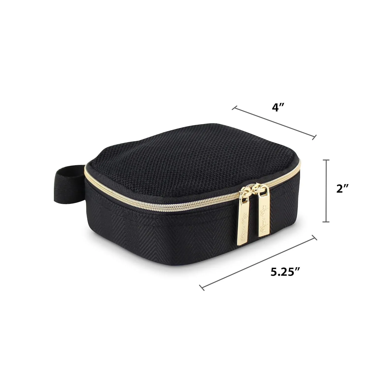 Itzy Ritzy Packing Cubes for Travel – Set of 3 Packing Cubes or Travel Organizers; Each Travel Cube Features a Mesh Top, Double Zippers and a Fabric Handle (Black with Gold Hardware)