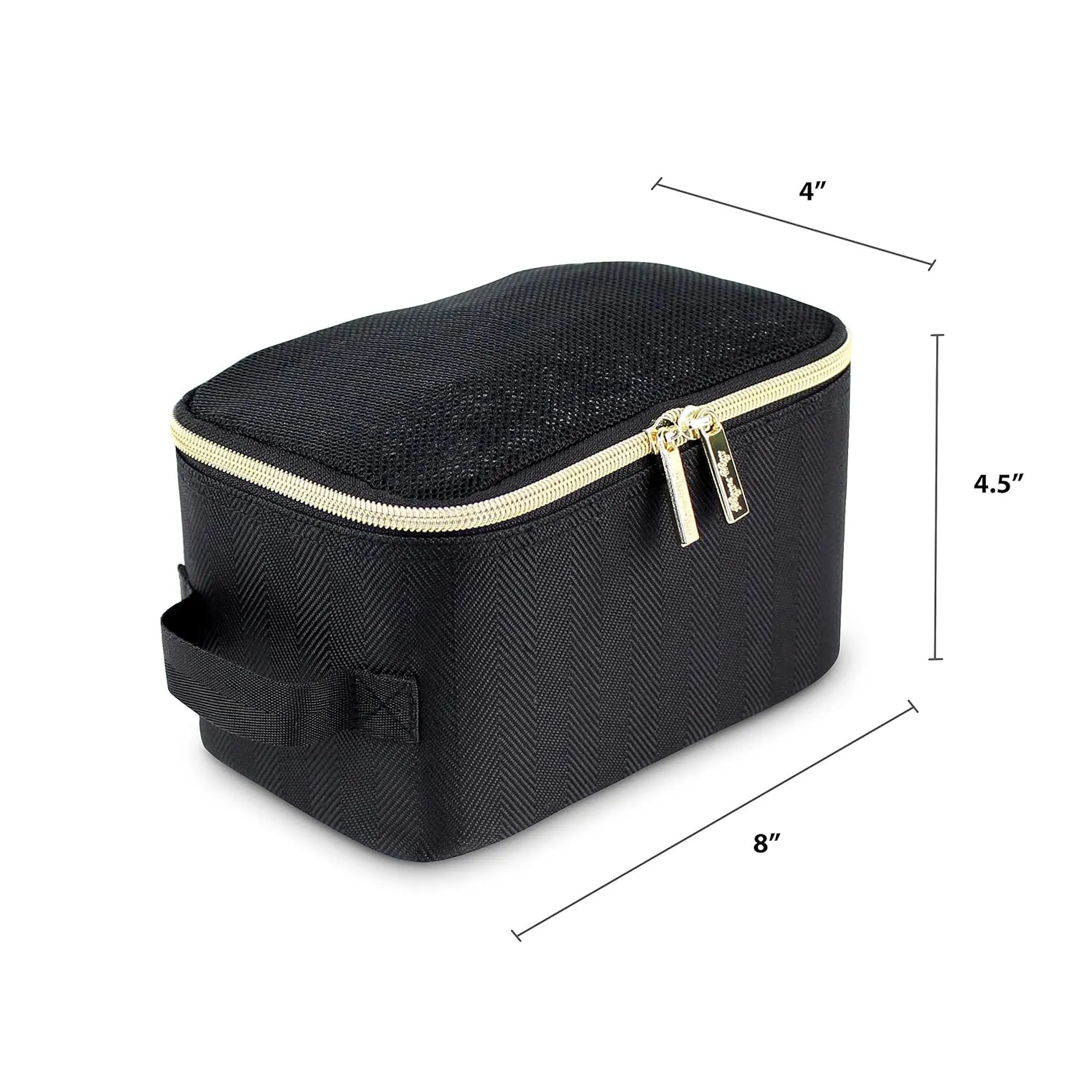 Itzy Ritzy Packing Cubes for Travel – Set of 3 Packing Cubes or Travel Organizers; Each Travel Cube Features a Mesh Top, Double Zippers and a Fabric Handle (Black with Gold Hardware)