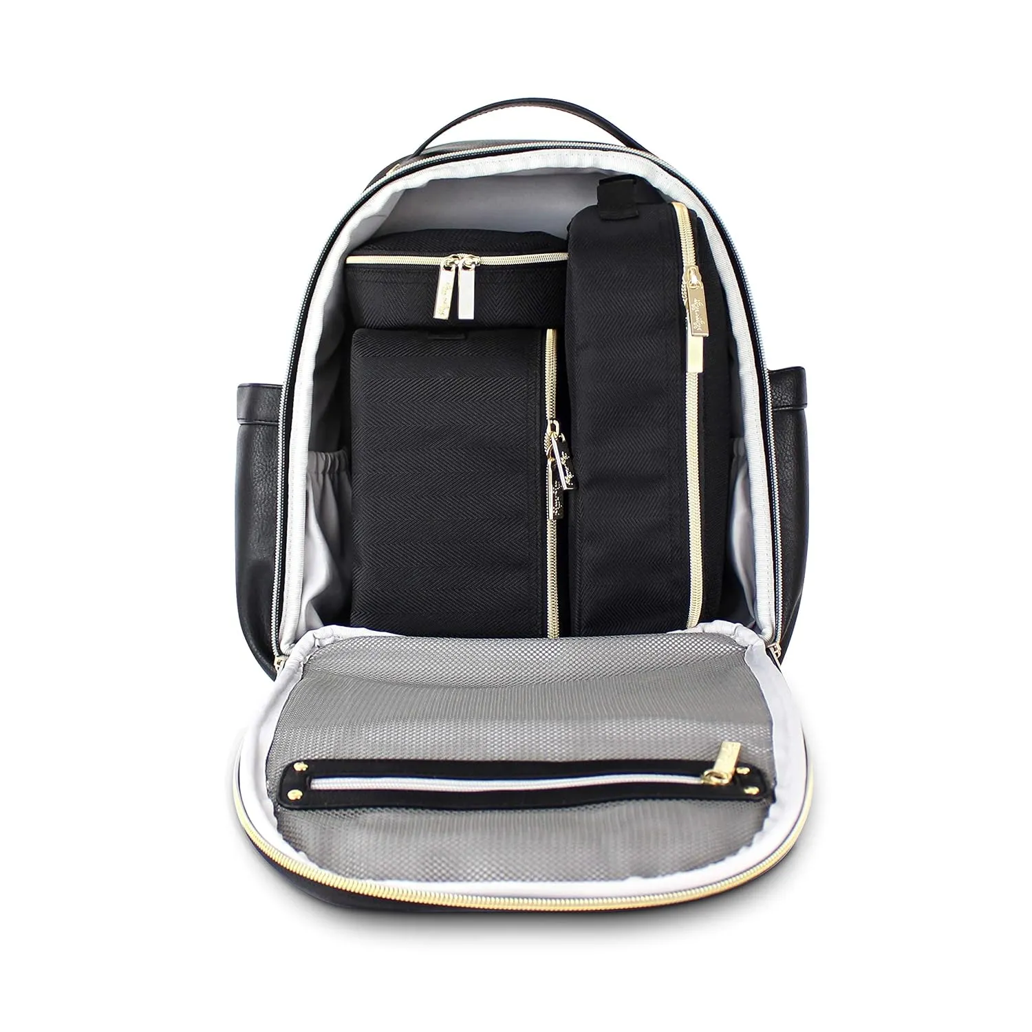 Itzy Ritzy Packing Cubes for Travel – Set of 3 Packing Cubes or Travel Organizers; Each Travel Cube Features a Mesh Top, Double Zippers and a Fabric Handle (Black with Gold Hardware)