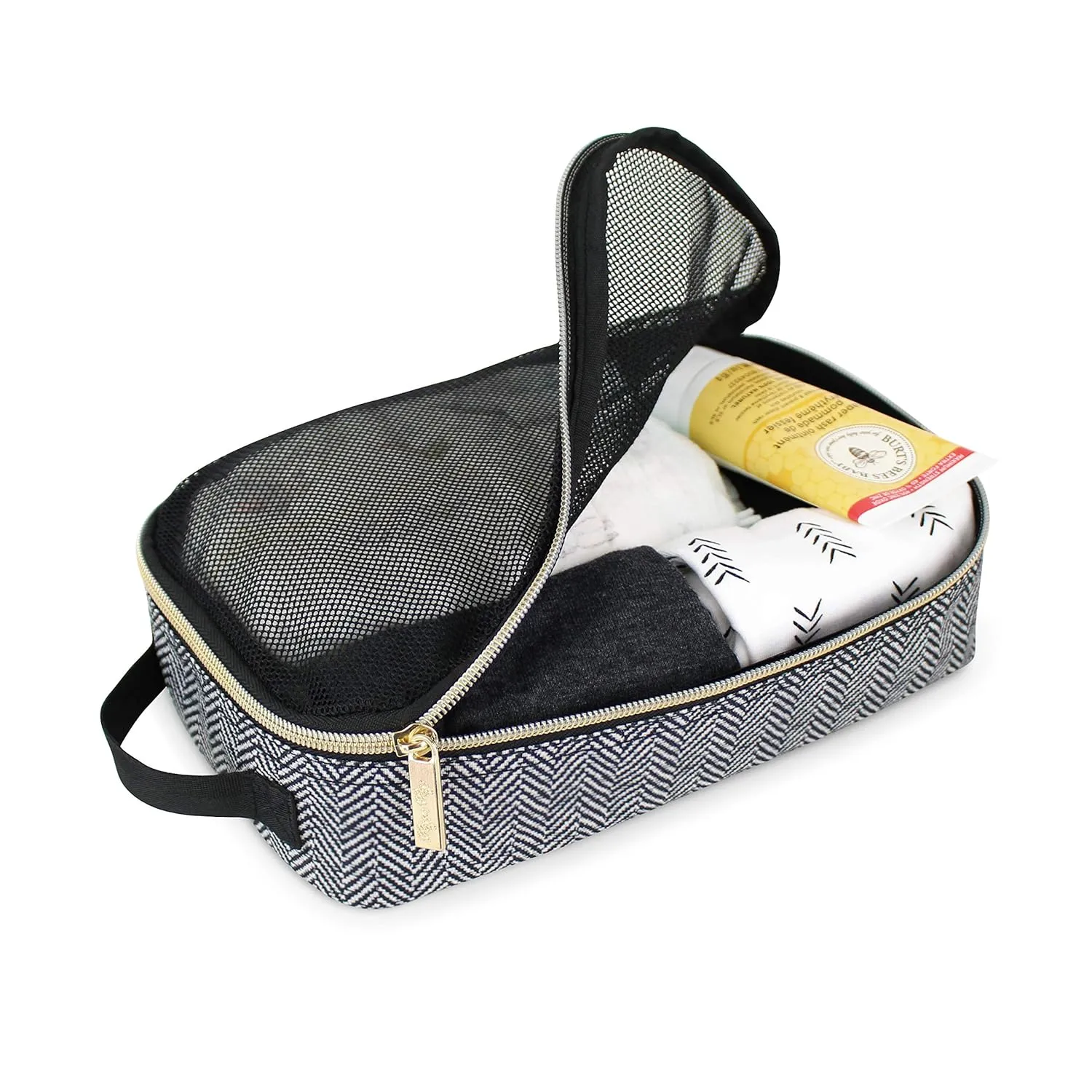 Itzy Ritzy Packing Cubes for Travel – Set of 3 Packing Cubes or Travel Organizers; Each Travel Cube Features a Mesh Top, Double Zippers and a Fabric Handle (Coffee and Cream)