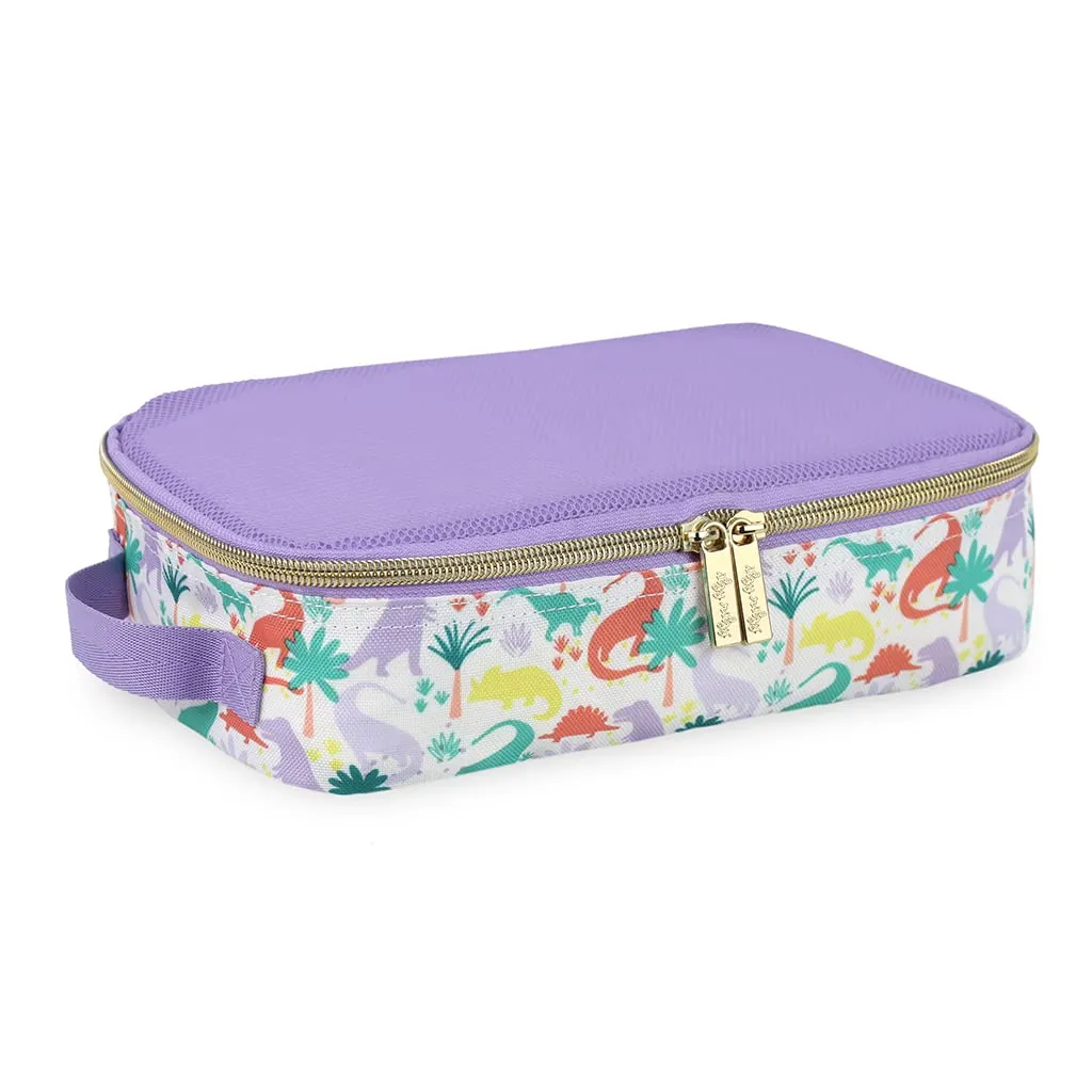 Itzy Ritzy Packing Cubes For Travel – Set of 3 Packing Cubes or Travel Organizers; Each Travel Cube Features a Mesh Top, Double Zippers and a Fabric Handle (Purple Dinosaurs)
