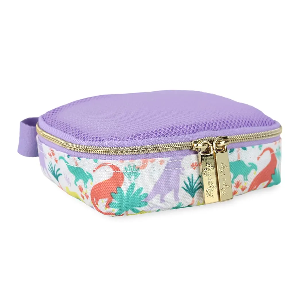 Itzy Ritzy Packing Cubes For Travel – Set of 3 Packing Cubes or Travel Organizers; Each Travel Cube Features a Mesh Top, Double Zippers and a Fabric Handle (Purple Dinosaurs)
