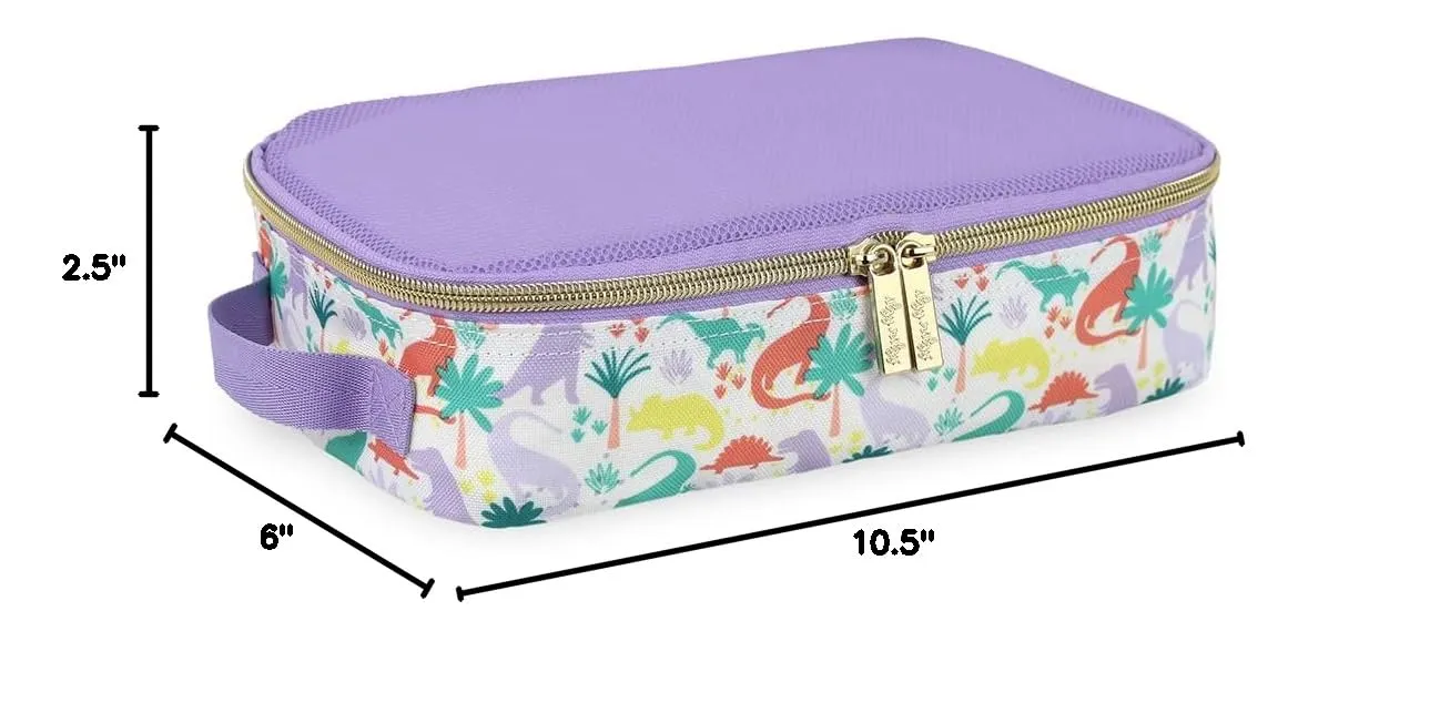 Itzy Ritzy Packing Cubes For Travel – Set of 3 Packing Cubes or Travel Organizers; Each Travel Cube Features a Mesh Top, Double Zippers and a Fabric Handle (Purple Dinosaurs)