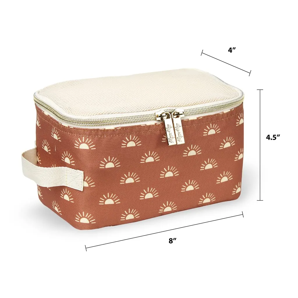 Itzy Ritzy Packing Cubes for Travel – Set of 3 Packing Cubes or Travel Organizers; Each Travel Cube Features a Mesh Top, Double Zippers and a Fabric Handle (Terracotta Sunrise)