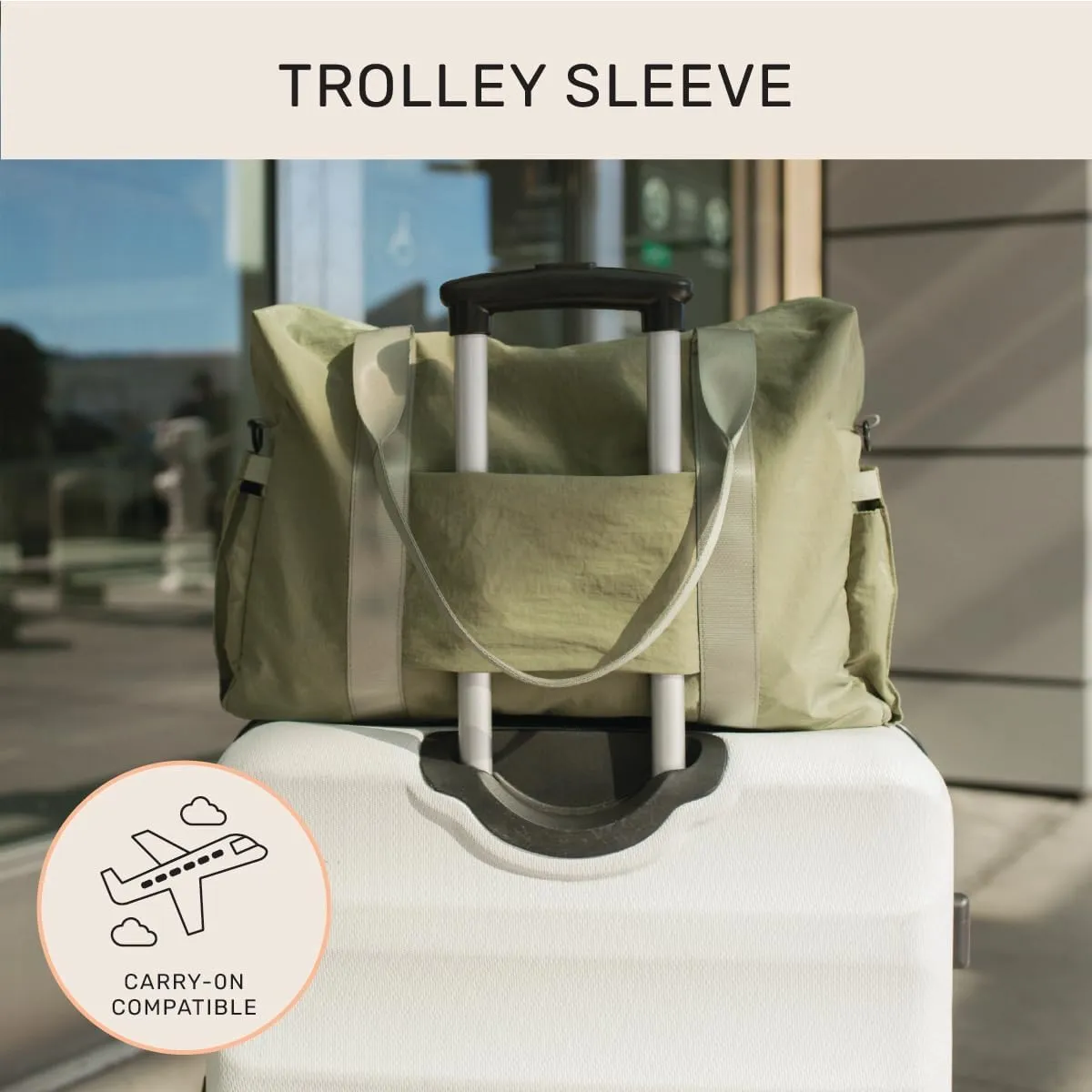 Jadyn Austin Carry-On Travel Duffel Bag for Women, 18” Weekender Bag with Laptop Sleeve, Durable Material, and Trolley Sleeve, Ideal for Work, Gym, and Overnight Trips (Dusty Green)