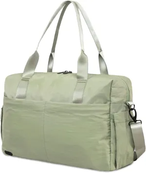 Jadyn Austin Carry-On Travel Duffel Bag for Women, 18” Weekender Bag with Laptop Sleeve, Durable Material, and Trolley Sleeve, Ideal for Work, Gym, and Overnight Trips (Dusty Green)