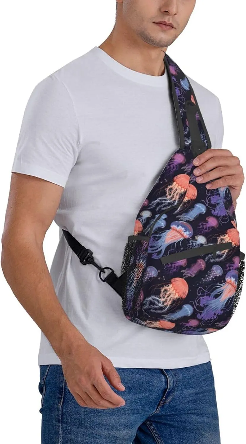 Jellyfish Sling Backpack Chest Bag Crossbody Shoulder Bag Gym Cycling Travel Hiking Daypack For Men Women