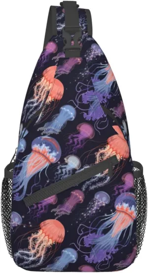 Jellyfish Sling Backpack Chest Bag Crossbody Shoulder Bag Gym Cycling Travel Hiking Daypack For Men Women
