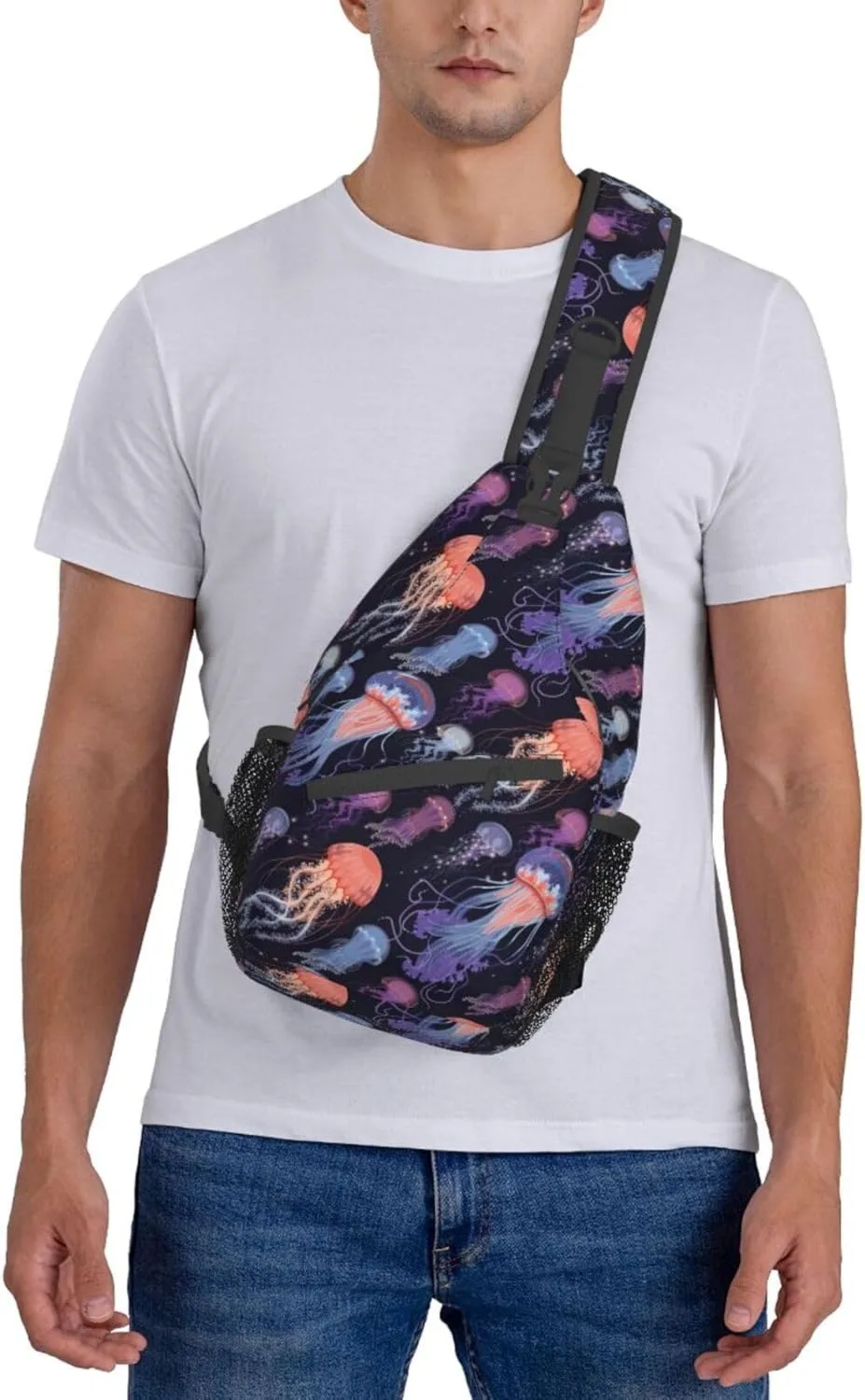 Jellyfish Sling Backpack Chest Bag Crossbody Shoulder Bag Gym Cycling Travel Hiking Daypack For Men Women