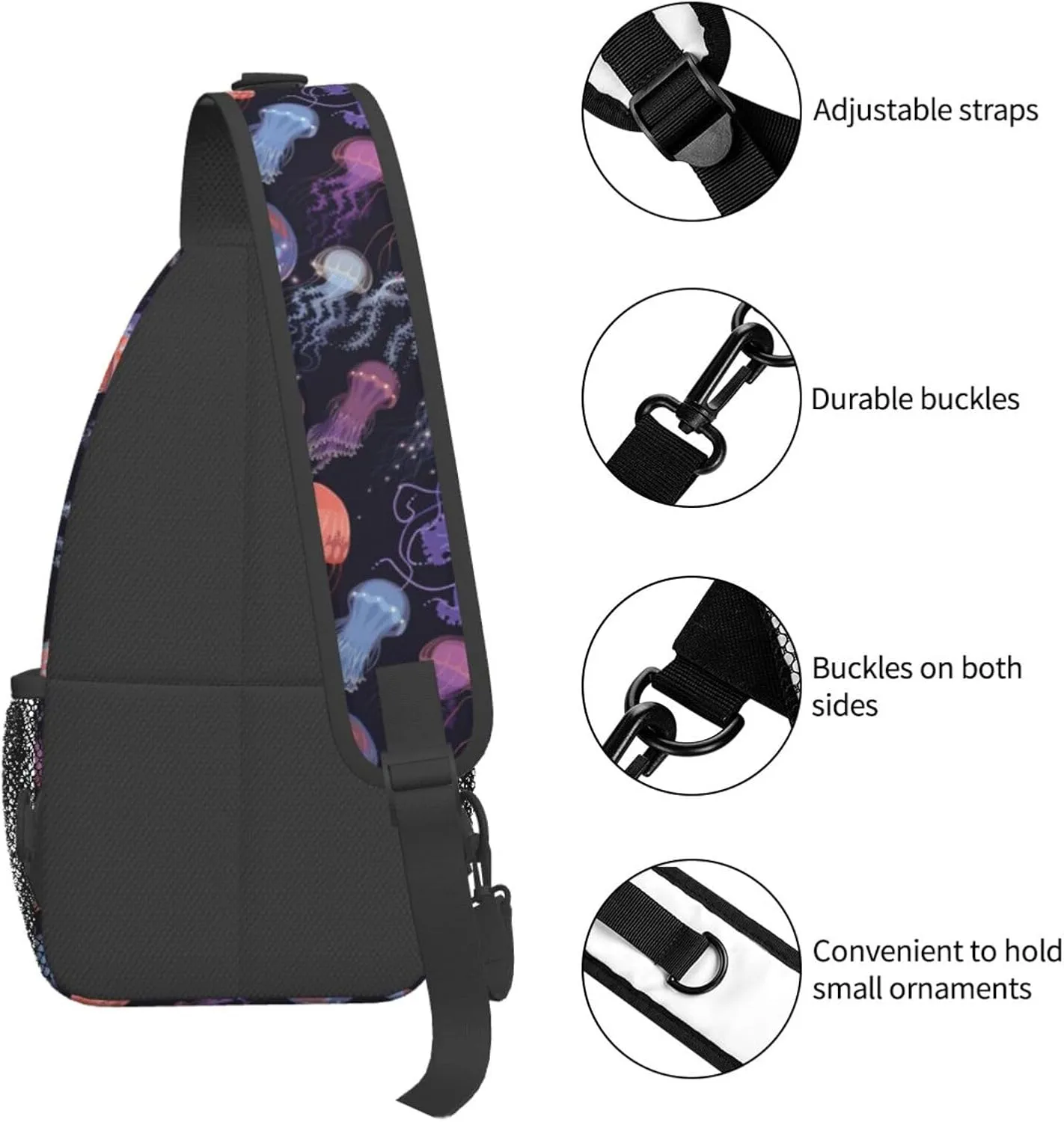 Jellyfish Sling Backpack Chest Bag Crossbody Shoulder Bag Gym Cycling Travel Hiking Daypack For Men Women