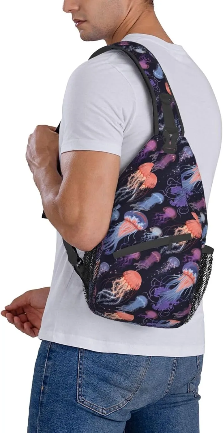 Jellyfish Sling Backpack Chest Bag Crossbody Shoulder Bag Gym Cycling Travel Hiking Daypack For Men Women