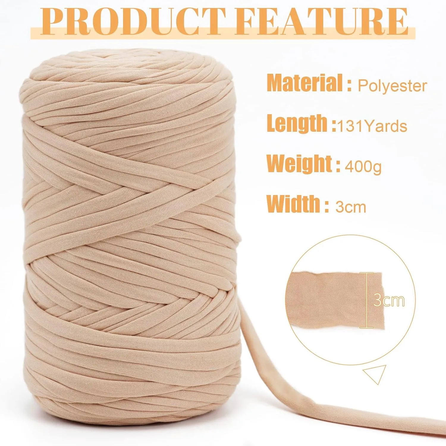JeogYong T-Shirt Yarn, 400g/131 Yards Elastic Fabric Crochet Cloth T Shirt Yarn, Thick Hand Knitting Polyester Fabric Ribbon for Crocheting Bags/Baskets/Rugs, Home Decor, DIY Crafts (Aqua Blue)