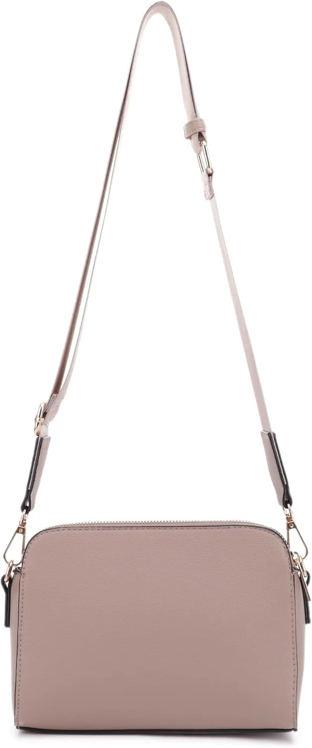 JESSIE & JAMES Triple Zip Crossbody Concealed Carry Bag Small Crossbody Camera Bag Purse with Wide Shoulder Strap