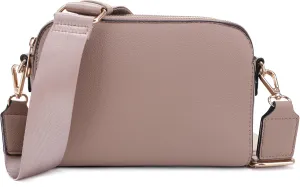 JESSIE & JAMES Triple Zip Crossbody Concealed Carry Bag Small Crossbody Camera Bag Purse with Wide Shoulder Strap
