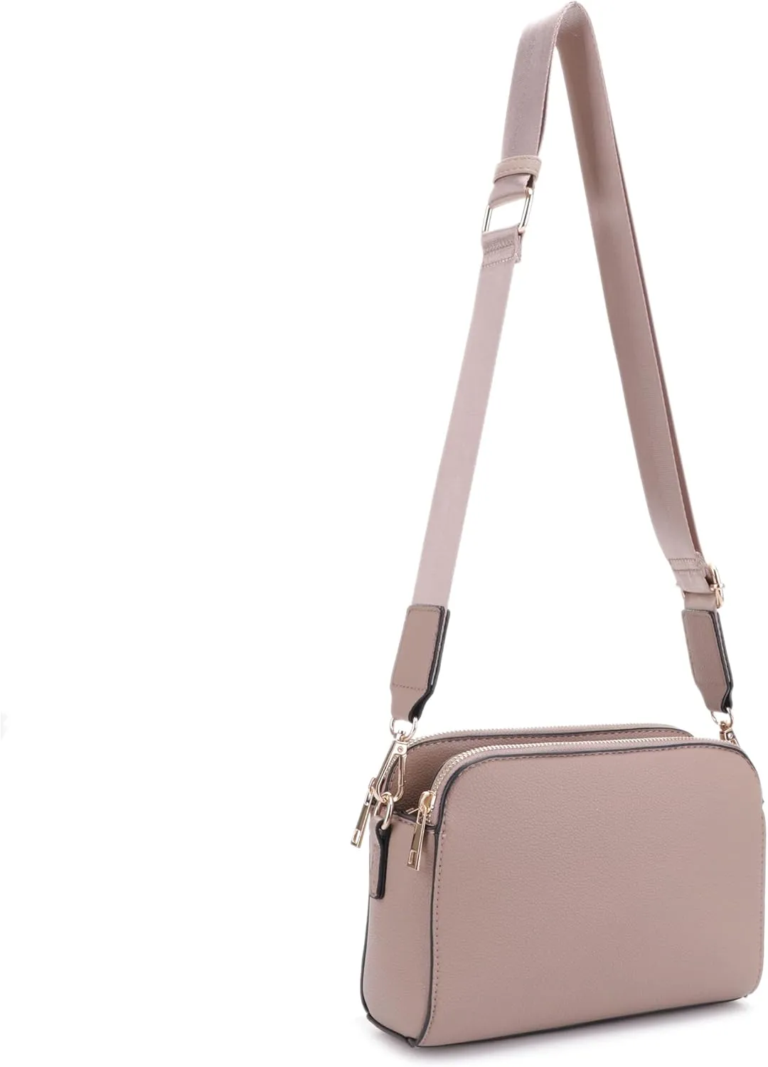 JESSIE & JAMES Triple Zip Crossbody Concealed Carry Bag Small Crossbody Camera Bag Purse with Wide Shoulder Strap