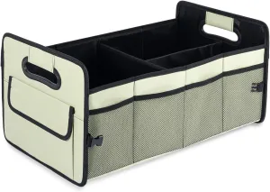 JiatuA Car Trunk Organizer, Car Organizers and Storage Collapsible Multi Compartment Container Box, Adjustable Car Accessories for SUV Sedan Truck, Standard Size, Light Green
