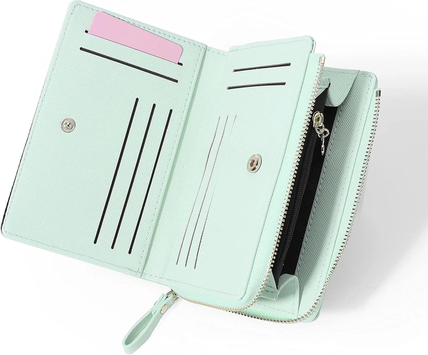 JIUFENG Women Zipper Wallet RFID Blocking Multi Purpose Coin Pouches Credit Card Holder Short Purses