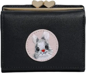 JIUFENG Women's RFID Blocking Short Wallet Multi Purpose Purses Animal Embroidered Billfold Credit Card Holder Coin Pouches