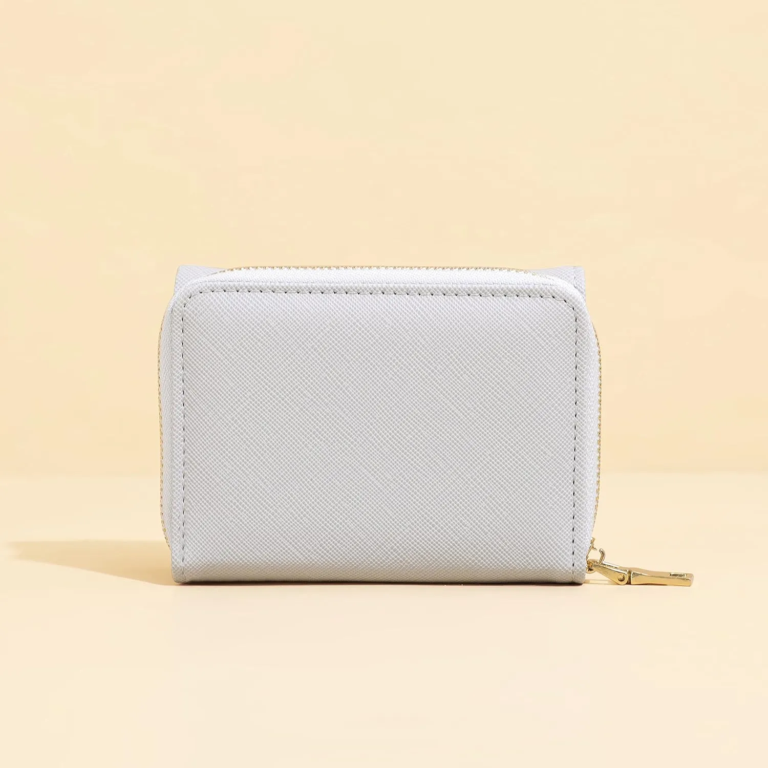 JIUFENG Women's RFID Blocking Short Wallet Multi Purpose Zipper Folded Purses Coins Pouches Multi-card Position Card Organizer (Gray)
