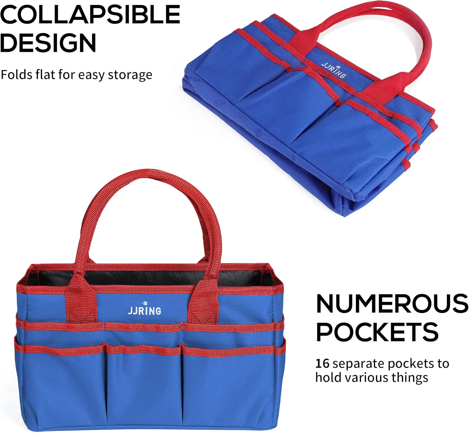 JJRING Craft and Art Tote - 600D Blue Nylon Fabric Art Sewing Organizer Bag with Pockets - for Craft, Scrapbooking, Medical, and Office Supplies Storage