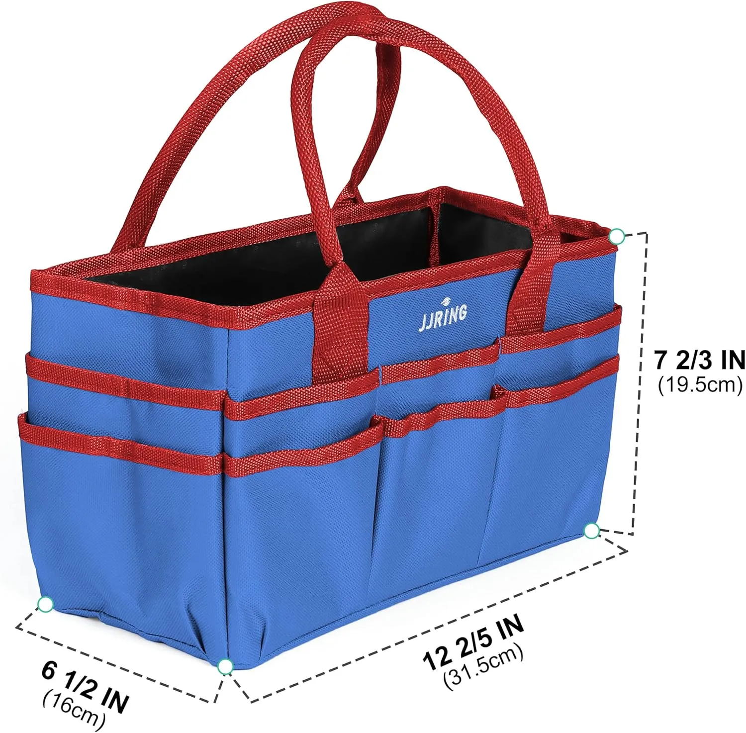 JJRING Craft and Art Tote - 600D Blue Nylon Fabric Art Sewing Organizer Bag with Pockets - for Craft, Scrapbooking, Medical, and Office Supplies Storage