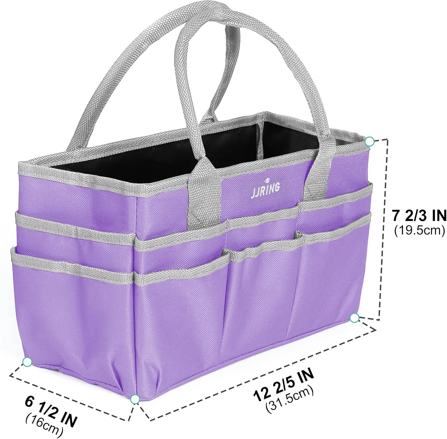 JJRING Craft and Art Tote - 600D Purple Nylon Fabric Art Sewing Organizer Bag with Pockets - for Craft, Scrapbooking, Medical, and Office Supplies Storage