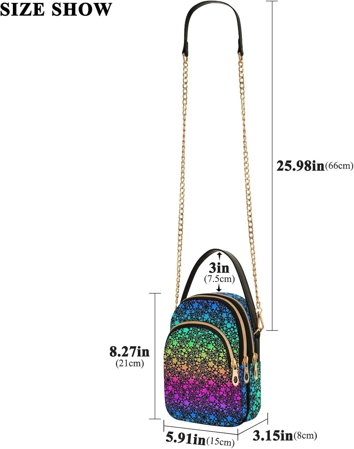 Joisal Bright Festive Neon Stars Anti Theft Crossbody Bags for Women, Summer Handbags Trendy Cellphone Crossbody Purse