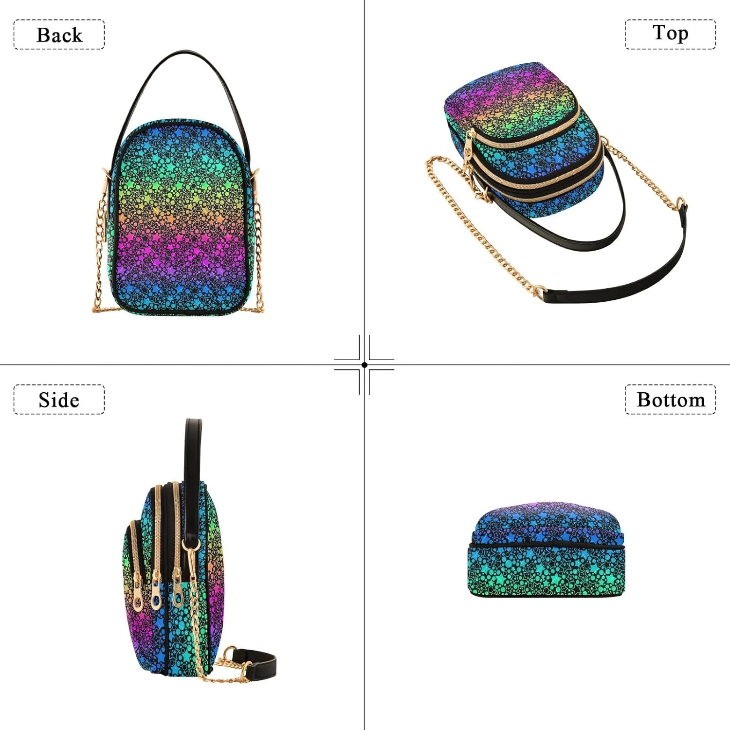 Joisal Bright Festive Neon Stars Anti Theft Crossbody Bags for Women, Summer Handbags Trendy Cellphone Crossbody Purse