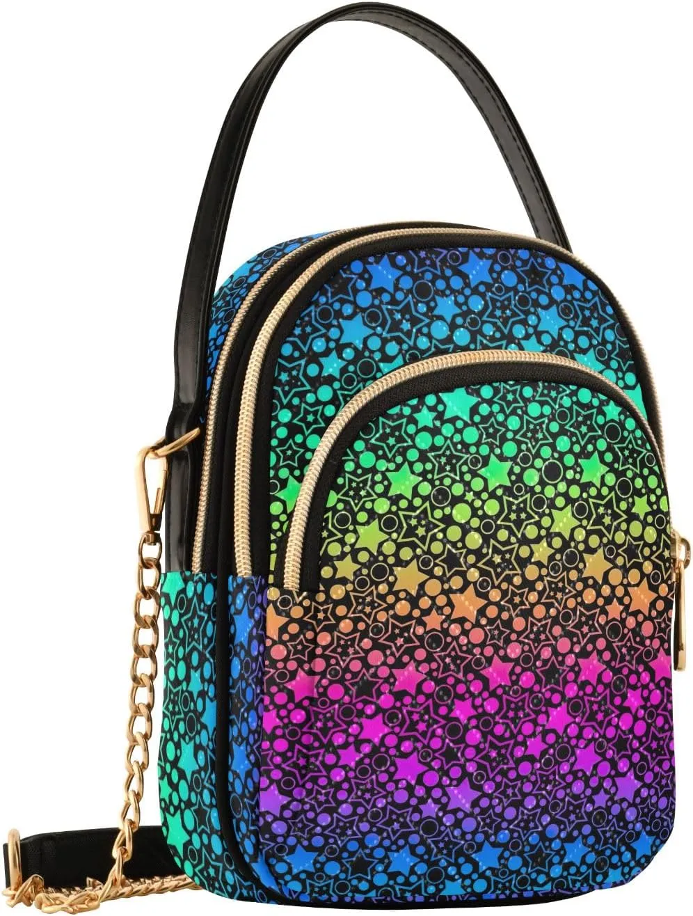 Joisal Bright Festive Neon Stars Anti Theft Crossbody Bags for Women, Summer Handbags Trendy Cellphone Crossbody Purse