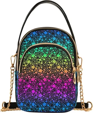 Joisal Bright Festive Neon Stars Anti Theft Crossbody Bags for Women, Summer Handbags Trendy Cellphone Crossbody Purse