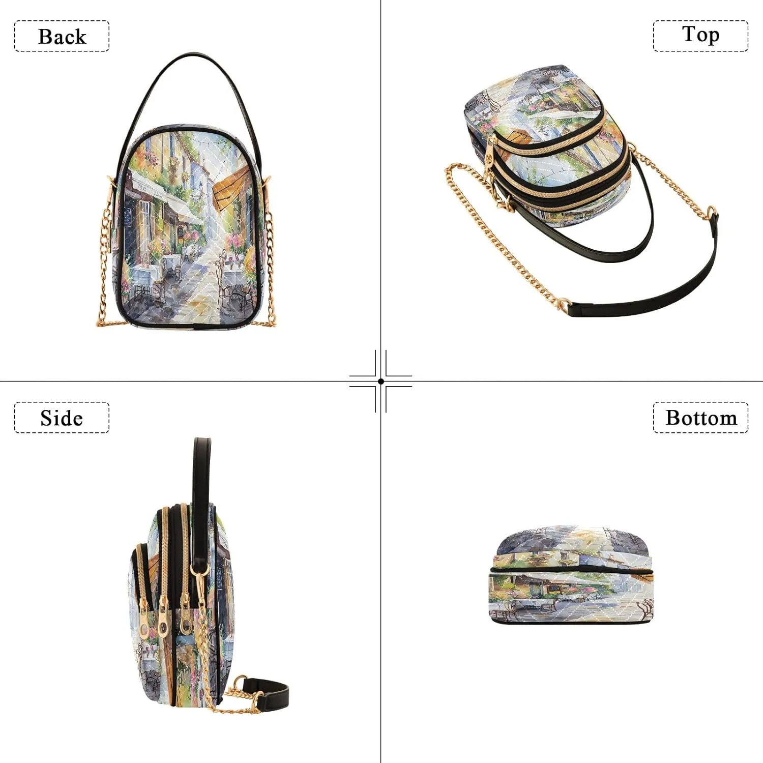 Joisal Rainbow Colored Tree Women Crossbody Bags Triple Zip Women's Shoulder Bag, Womans Purses