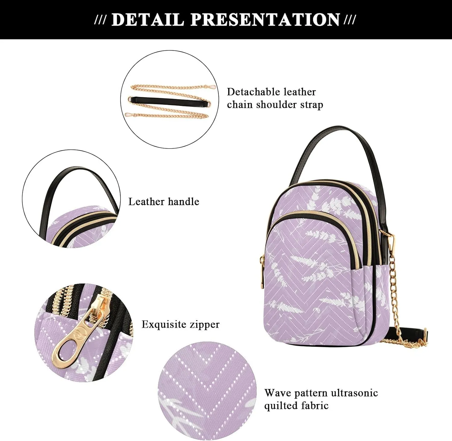 Joisal Women Crossbody Bags, Womens Shoulder Purse Triple Zip Handbags for Women, Cell Phone Purse Crossbody
