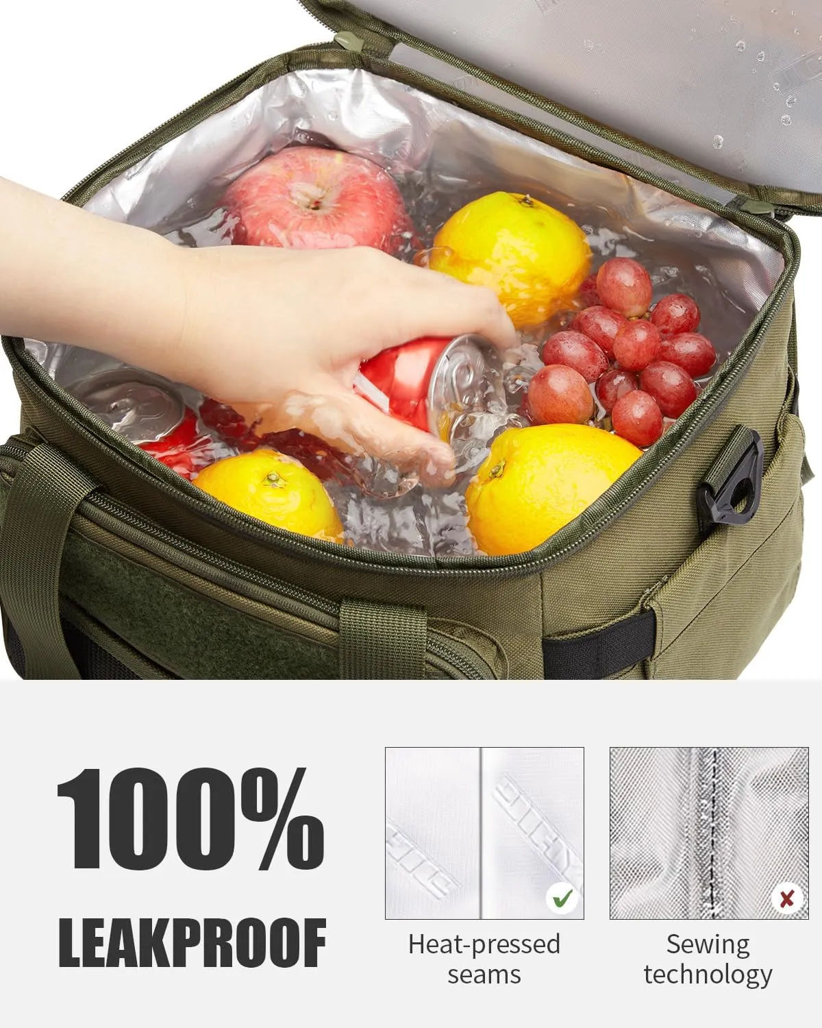 JOYHILL Tactical Lunch Box for Men, Double Deck Expandable Insulated Lunch Bag, Large Durable Thermal and Cooler Bag for Adult, Modern Leakproof Bag for Adult Work, Camping, Picnic, Sandy,18 L/24 Can