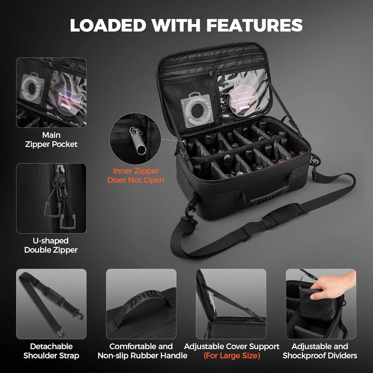 KastKing Fishing Reel Case Medium & Large, Customize Storage, Shockproof Internal Divider Design, Rigid Structural Loadmaster System, Tough and Water-resistant, Keep Reels Protective, Two Size Options