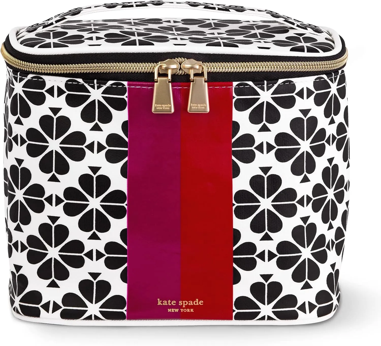 kate spade new york Insulated Lunch Tote, Small Lunch Cooler, Cute Lunch Bag for Women, Floral Thermal Bag with Double Zipper Close and Carrying Handle, Spade Flower Stripe