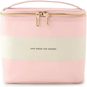 kate spade new york Insulated Lunch Tote, Small Lunch Cooler, Cute Lunch Bag for Women, Pink Thermal Bag with Double Zipper Close and Carrying Handle, Blush Rugby Stripe
